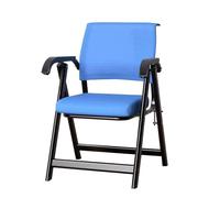 Premium Blue Folding Office Chair with Armrests Thick Cushions & Lumbar Support Breathable Mesh Back Portable & Space-Saving for Training Rooms & Home Use.