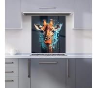 Premium Blue Giraffe Face Splashart Kitchen Splashback 6mm Toughened Glass Kitchen Splashback - Heat Resistant Splashback for Kitchens, Perfect for Cookers and Hobs, Polished Edges