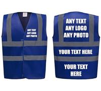 Premium BLUE Hi Vis Safety Vest Custom Printed With Your Logo Or Text Waistcoat, Personalise Front and Back, Brand Your Company, Small to 5XL, Brook Hi Vis (Blue, Medium)