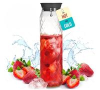 Premium Borosilicate Glass Pitcher - 1.2 Litre / 41 oz, Borosilicate Glass - Water Carafe with Lid - for Hot/Cold Beverages - Milk Jug - Iced Tea Pitcher - Juice Server - by PJC-Kitchen