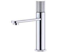 Premium Brass Basin Faucet - Chrome Deck Mounted Hot & Cold Mixer Tap Single Handle Waterfall Spout for Bathroom Sink Stylish Home Wash Tap (A-Short)