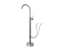 Premium Brass Freestanding Bathtub Faucet - Single-Handle Hot & Cold Mixer Floor Type Column Tap for Wash Tub Wall Mount Silver G3/8in Ideal Bathroom Upgrade