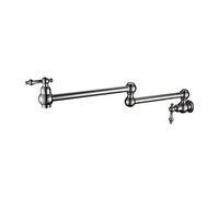 Premium Brass Kitchen Pot Filler Faucet - Double Joint Swing Wall Mount - Multiple Color Opts (Silver Ch) - Ideal for Easy Water Access & Design
