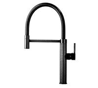 Premium Brass Kitchen Sink Faucet - 360° Swivel Flexible Spring Gooseneck Tap (Black/Brushed/Gold Finish) for High-End Kitchens(Black)