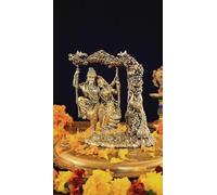 Premium Brass Radha Krishna Swing Statue, 15 CM Radha Krishna jhula Idols for Home Temple, Goddess Radha Lord Krishna Hindu Divine Couple, RadheKrishna Figurine |