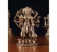 Premium Brass Standing Panchamukhi Hanuman Statue - 5 inch Intricately Crafted Five-Faced Bajrangbali Idol for Strength & Protection Monkey God Statue with Mace | Home Decor | Housewarming Gift
