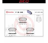 Premium Brembo Rear Brake Pads P30046 for Hyundai i20 CVVT - 1.2 - 08-14