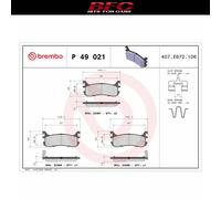 Premium Brembo Rear Brake Pads P49021 for Mazda MX5 - 1.8 - 00-05
