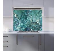 Premium Bright Teal Quartz Effect Kitchen Splashback 6mm Toughened Glass Kitchen Splashback - Heat Resistant Splashback for Kitchens, Perfect for Cookers and Hobs, Polished Edges
