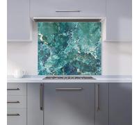 Premium Bright Teal Quartz Effect Kitchen Splashback 6mm Toughened Glass Kitchen Splashback - Heat Resistant Splashback for Kitchens, Perfect for Cookers and Hobs, Polished Edges