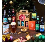 Premium British Real Ale Merry Christmas Beer Hamper - 6x500ml Independent Traditional Ales with Snack & Craft Beer Tasting Guide by QWERTY Beer Box - Christmas Beer Gift for Men