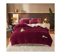 Premium Brocade Velvet Duvet Cover Set - Soft Polar Fleece Quilt Cover & Pillowcase, Plush Throw Blanket, Pure Color Bedspread for Winter