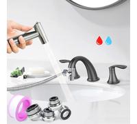 Premium Brushed Sink Faucet Handheld Bidet Sprayer for Toilet -Bidet Attachment Set for Warm & Cold Water with Dual Function, Perfect for Feminine Hygiene, Cloth Diaper,Bathroom Toilet Cleaning,etc