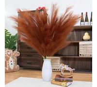 Premium Burnt Orange Artificial Flowers Pampas Grass Decoration, High, Pack of 8, 110 cm, Warm Decoration for Floor Vases, 18 Branches, Single Stem without Assembly for Rustic & Boho Chic Furnishings