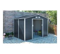 Premium Cambridge Garden Metal Shed by Royalcraft - Grey 2.8 x 3.2M