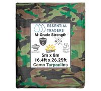 Premium Camouflage Heavy Duty Tarpaulin, 90gsm Waterproof Cover Ground Sheet Forest Tarp, Army Camo Basha, Weatherproof Tear & UV Resistance Military Sheet (5m x 8m)