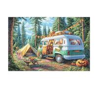 Premium Camper Van Tent Pumpkin Forest Camping Leisure Life 1000 Piece Adult Jigsaw Puzzle Challenging Fun Engaging Perfect Activity for Family Or Home 1000 PCS（75x50cm）