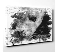 Premium Canvas print (30x20 Inch / 76x50 cm) Seal V3 | Mounted and Stretched Over a Deep Box Frame | Home Decor Wall Art Hanging | Kitchen, Living Room, Dining Room, Hallway, Bedroom