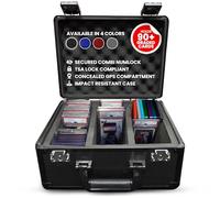 Premium Card Holder Box - Carbon Fiber Graded Card Case with TSA Lock & GPS Compartment - Holds 90 PSA/BGS Cards, Fits Toploader Cards - Sports & Trading Card Storage Box for Collectors & Travel