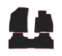 Premium Carpet Tufted Car Mats for Kia EV3 (2024+) Red Trim Velour Tailored Upgraded Comfort Enhanced Durability Water-Resistant Anti-Slip Hand-Finished with Clips