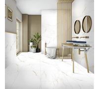Premium Carrara Gold Marble Effect Large Format 600X1200mm Polished Porcelain Tile (Pack Of 2) Coverage Of 1.44M2
