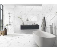 Premium Carrara White Marble Effect Large Format 600X1200mm Polished Porcelain Tile (Pack Of 2) Coverage Of 1.44M2