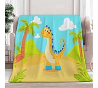 Premium Cartoon Cute Animal Dinosaur Printed Blankets, Super Soft Flannel Plush Cozy Lightweight Blue Throw Blanket for Baby Kids Boys Girls 79 × 80 inch - King Size