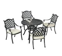 Premium Cast Aluminium Outdoor Dining Set | 4 Seater with Cushions & Umbrella Ho