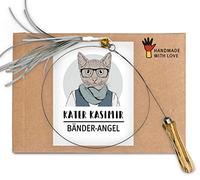 Premium cat fishing rod with fun ribbons. Handmade with live in Germany. Sustainable cat toy, super robust with wooden beech handle, sturdy metal wire and pendant.