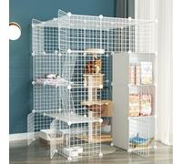 Premium Cat Playpen - Versatile Pet Cage for Cats, Small Dogs, Hedgehogs, and Guinea Pigs - DIY Exercise Yard Fence with Door - White