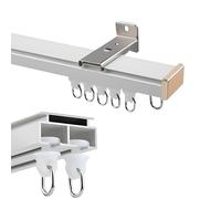 Premium Ceiling ain Track System for, Double ain Rails with Silent Pulley, Adjustable 0.7-6.0m Shower ain Rods, Wall/Ceiling Mount (White, 170cm)