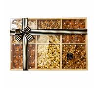 Premium Ceylona Grande Nut Hamper - 3 Varieties of Raw Cashews, Almonds & Chilean Walnuts | Elegant Wooden Gift Tray - Healthy Snack Gift for Birthdays, Holidays & Corporate Gifting