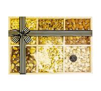 Premium Ceylona Grande Nut Hamper 6 Varieties of Raw Cashews, Almonds, Walnuts, Brazil Nuts, Peanuts & Pistachios | Elegant Wooden Gift Tray Healthy Snack Gift for any Corporate Gifting
