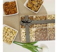 Premium Ceylona Mini Nut Hamper - 3 Varieties of Raw Cashews, Almonds & Chilean Walnuts | Wooden Gift Tray - Healthy Snack Gift for Birthdays, Holidays & Corporate Gifting