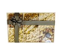 Premium Ceylona Mini Nut Hamper - 6 Varieties of Raw Cashews, Almonds, Chilean Walnuts, Brazil Nuts, Peanuts & Pistachios Wooden Gift Tray Healthy Snack Gift for any Corporate Gifting