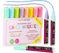 Premium Chalk Pens - Classic Pastel Colour Chalkboard and Window Pens - Non-Toxic, Dustless, Washable, - Reversible Fine/Chisel Tip Chalk Markers for Menu Bistro Boards, Windows, Mirrors