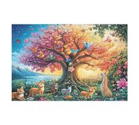 Premium Cherry Blossom Tree Deer Forest Wildlife Wild 1000 Piece Adult Jigsaw Puzzle Challenging Fun And Engaging Ideal Hobby for Home Or Leisure 1000 PCS（75x50cm）