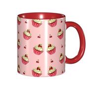 Premium Cherry Cake Printed Ceramic Mugâ€“Personalized Red Ceramic Mug, Perfect for Serving Coffee, Tea, and Milk.