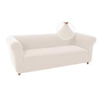 Premium Chesterfield Sofa Cover 1 2 3 Piece Non Slip Couch Protector for Dogs Soft Thick Fabric Living Room Fur Cover (New Tooth White 3 Seater)