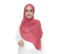 Premium Chiffon Hijab Head Scarf Shawl Wrap for Muslim Women Lightweight (Coral)