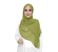 Premium Chiffon Hijab Head Scarf Shawl Wrap for Muslim Women Lightweight (Lime Green)