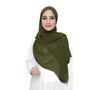 Premium Chiffon Hijab Head Scarf Shawl Wrap for Muslim Women Lightweight (Medium Olive)