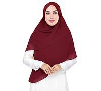 Premium Chiffon Hijab Head Scarf Shawl Wrap for Muslim Women Square 145 x 145cm (Dark Red)