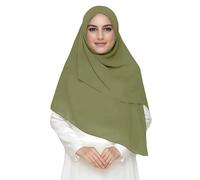 Premium Chiffon Hijab Head Scarf Shawl Wrap for Muslim Women Square 145 x 145cm (Light Olive)