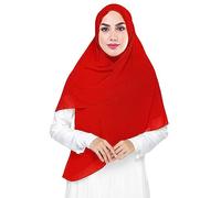 Premium Chiffon Hijab Head Scarf Shawl Wrap for Muslim Women Square 145 x 145cm (Red)