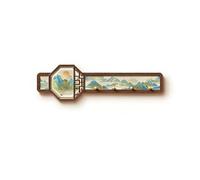 Premium Chinese Style Wall Mounted Coat Rack with Ancient Painting Art, Invisible Golden Hooks & No-Drill Installation for Entryway and Living Room Decor(B)