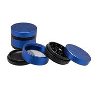 Premium CHONGZ Big Hitter 4 Part Herb Grinder - Durable Metal Sifter - 62mm for Smooth Grinding (Blue)