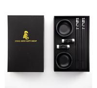 Premium Chopstick Set - 2 Ceramic Dishes, 2 Bamboo Chopsticks, 2 Ceramic Holders - Elegant Gift Box for Sushi, Ramen & Asian Cuisine (Dragon Style)