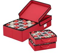 Premium Christmas Bauble Storage Box With Dividers - 64 Compartment Xmas Ornament Storage Box - Designed for Delicate Christmas Decorations & Baubles - Tear Proof 600D Oxford Fabric - 5 Year Warranty