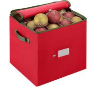 Premium Christmas Bauble Storage Box With Dividers - 64-Compartment Xmas Ornament Storage Container with Zippered Closure - Designed for Delicate Christmas Decorations & Baubles - Tear Proof Non-Woven